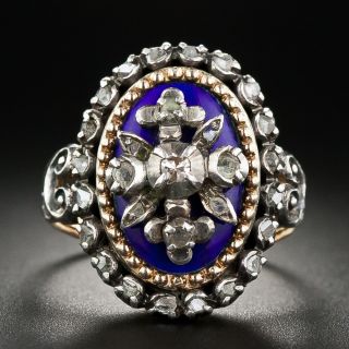 Victorian Blue Enamel and Diamond Ring - 6
