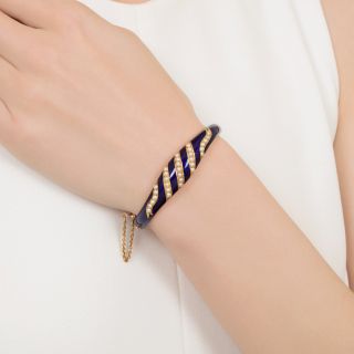 Victorian Blue Enamel and Seed Pearl Bracelet