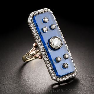 Victorian Blue Glass and Diamond Dinner Ring