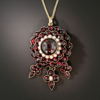 Victorian Bohemian Garnet and Pearl Pendant - 2
