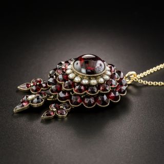 Victorian Bohemian Garnet and Pearl Pendant