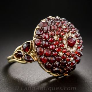 Victorian Bohemian Garnet and Seed Pearl Ring - 2