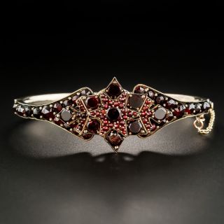 Victorian Bohemian Garnet Bangle Bracelet - 2