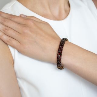 Victorian Bohemian Garnet Bangle Bracelet 