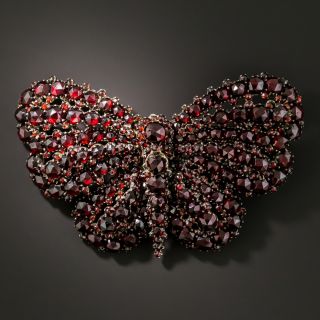 Victorian Bohemian Garnet Butterfly Brooch - 3