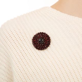 Victorian Bohemian Garnet Cluster Brooch