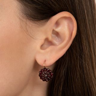 Victorian Bohemian Garnet Cluster Earrings 