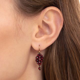 Victorian Bohemian Garnet Cluster Earrings