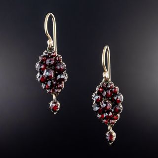 Victorian Bohemian Garnet Cluster Earrings - 1
