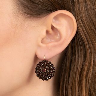 Victorian Bohemian Garnet Cluster Earrings