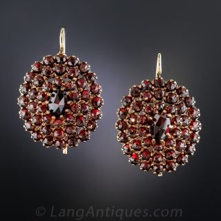 Victorian Bohemian Garnet Cluster Earrings - 1