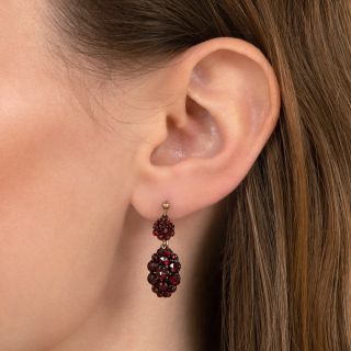 Victorian Bohemian Garnet Dangle Earrings