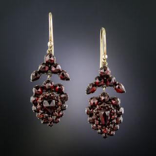 Victorian Bohemian Garnet Drop Earrings - 2