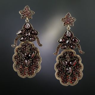 Victorian Bohemian Garnet Drop Earrings - 3