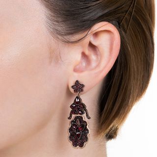 Victorian Bohemian Garnet Drop Earrings