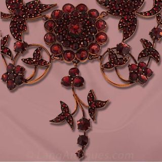 Victorian Bohemian Garnet Floral Motif Necklace