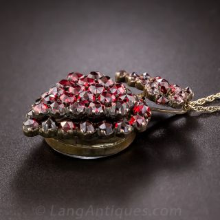 Victorian Bohemian Garnet Heart Locket Necklace