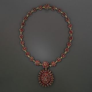 Victorian Bohemian Garnet Locket Necklace