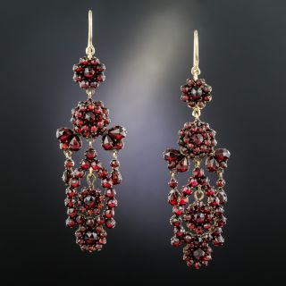 Victorian Bohemian Garnet Long Drop Earrings - 3