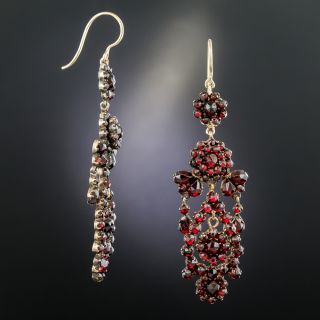 Victorian Bohemian Garnet Long Drop Earrings
