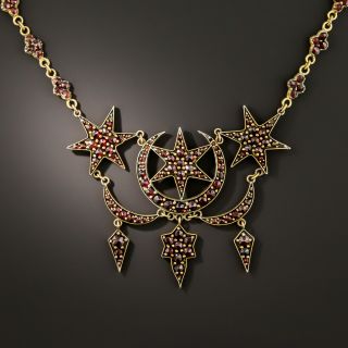 Victorian Bohemian Garnet Moon and Star Necklace - 3