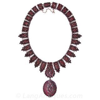 Victorian Bohemian Garnet Necklace with Locket