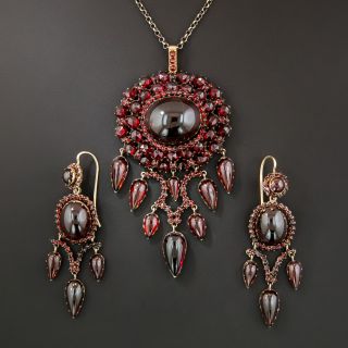 Victorian Bohemian Garnet Pendant and Earring Suite - 2