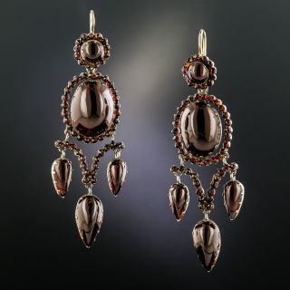 Victorian Bohemian Garnet Pendant and Earring Suite