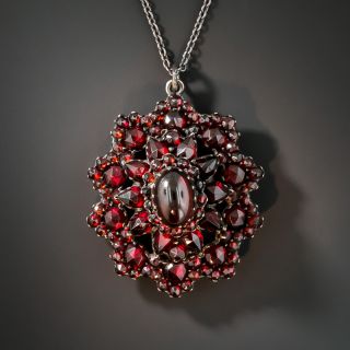 Victorian Bohemian Garnet Cluster Necklace - 2