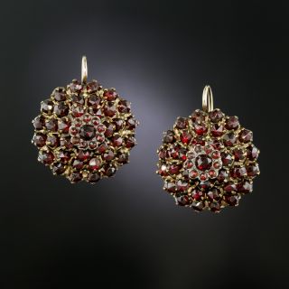 Victorian Bohemian Garnet Round Cluster Earrings - 3