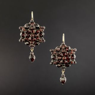 Victorian Bohemian Garnet Snowflake Earrings - 2