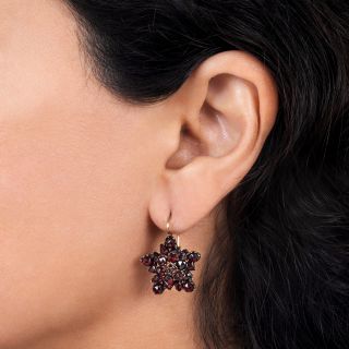 Victorian Bohemian Garnet Star Motif Earrings