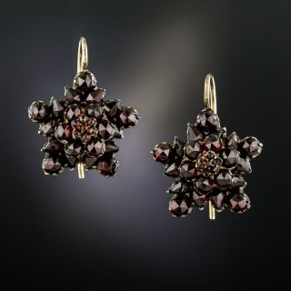 Victorian Bohemian Garnet Star Motif Earrings