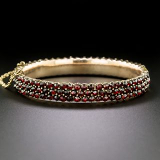 Victorian Bohemian Garnet Three-Row Bangle Bracelet - 3