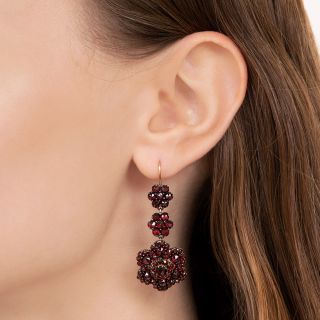 Victorian Bohemian Garnet Triple Drop Earrings