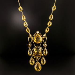 Victorian Bold Citrine Lavalière Necklace  - 2