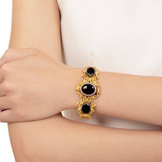Victorian Bull's-Eye Agate Renaissance Revival Bracelet, English