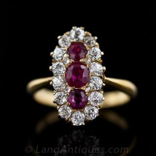 Victorian Burmese Ruby and Diamond Dinner Ring - 2