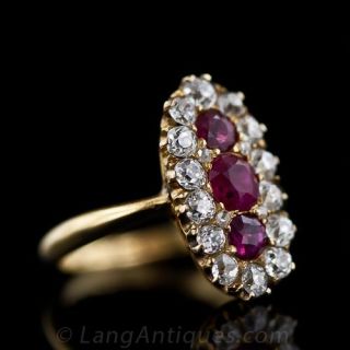 Victorian Burmese Ruby and Diamond Dinner Ring