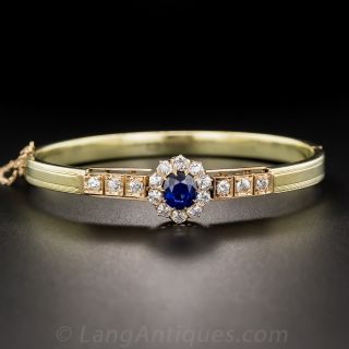 Victorian Burmese Sapphire and Diamond Bangle Bracelet