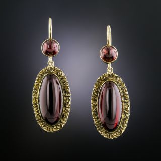 Victorian Cabochon Garnet Earrings  - 2