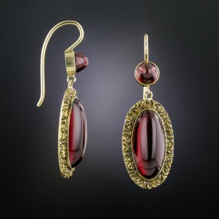 Victorian Cabochon Garnet Earrings 