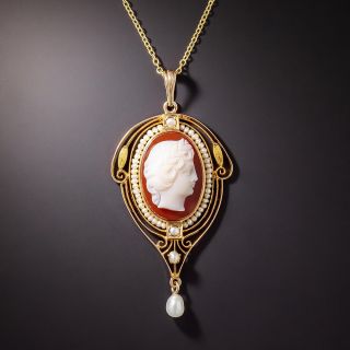 Victorian Cameo and Seed Pearl Necklace - 3