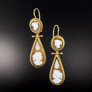 Victorian Cameo Dangle Earrings - 1