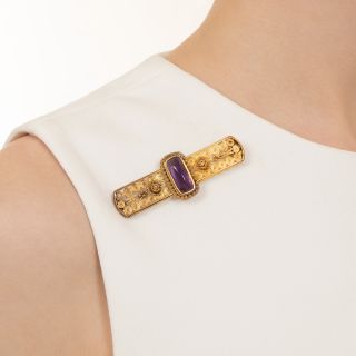 Victorian Cannetille Amethyst Brooch