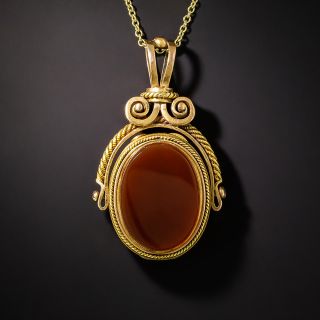 Victorian Carnelian and Onyx Swivel Locket - 3