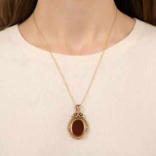 Victorian Carnelian and Onyx Swivel Locket