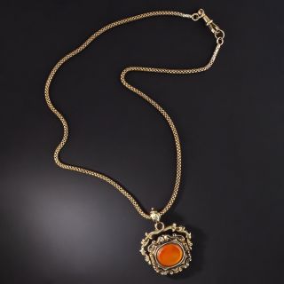 Victorian Carnelian and Seascape Locket Fob - 2