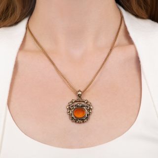 Victorian Carnelian and Seascape Locket Fob