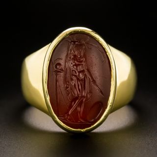 Victorian Carnelian Intaglio 23K Gold Ring - 3